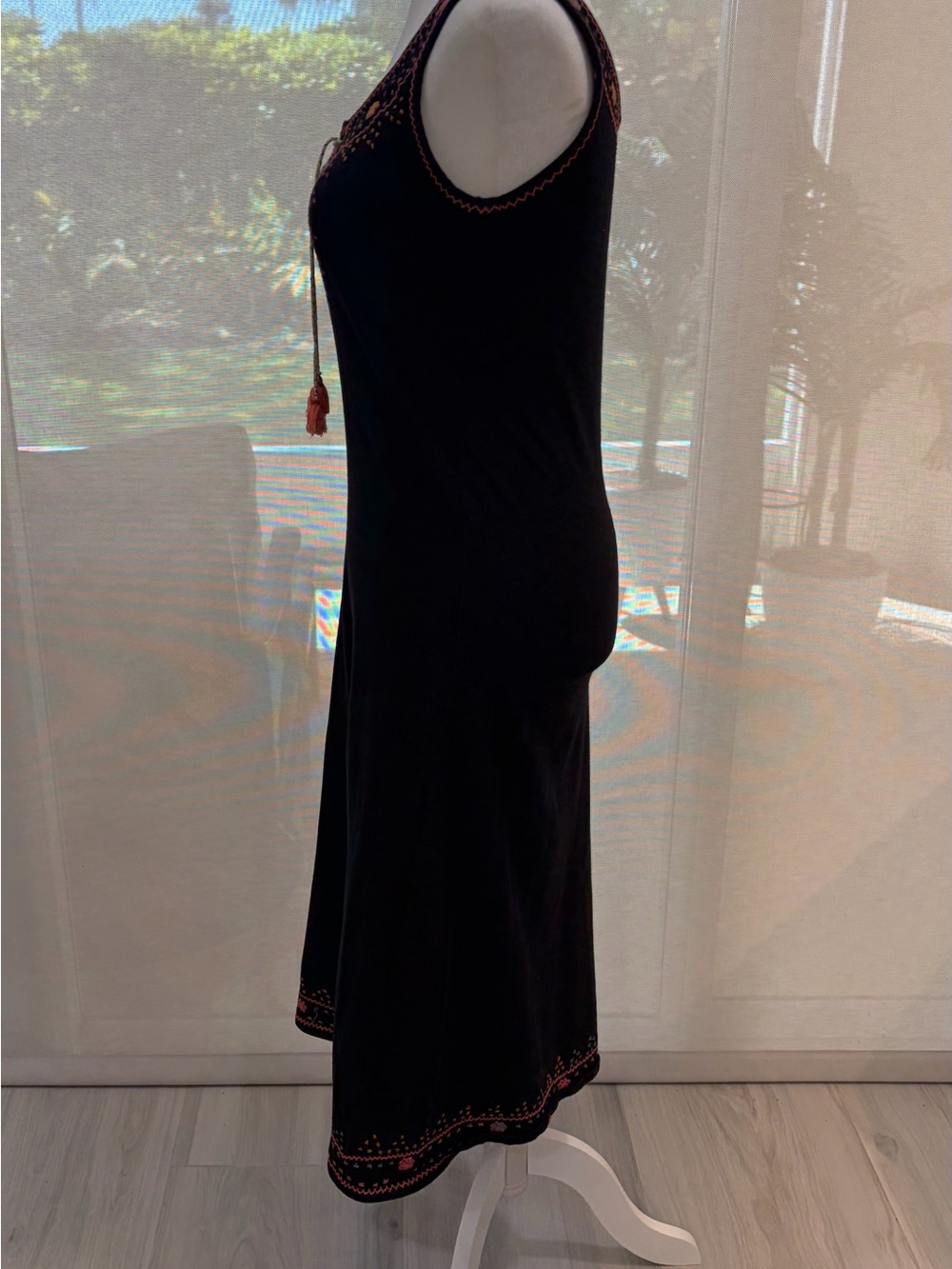 Vintage Betsey Johnson Black Maxi Dress with Pink & Orange Embroidery - Picture 3 of 7